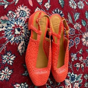 Red Woven Slingback Flats